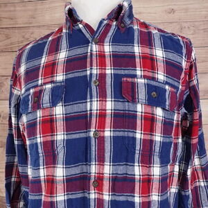 FADED GLORY LONG SLEEVE PLAID FLANNEL BUTTON DOWN SHIRT MENS SIZE M